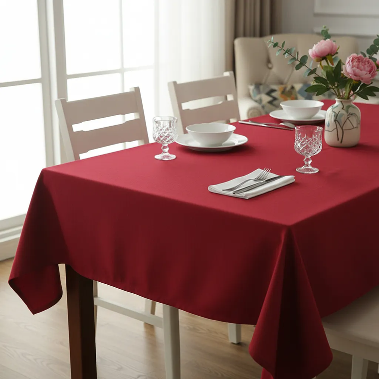 Pack de 5 Manteles Rectangular 210×145 Cm Bistrech Rojo Intenso 3