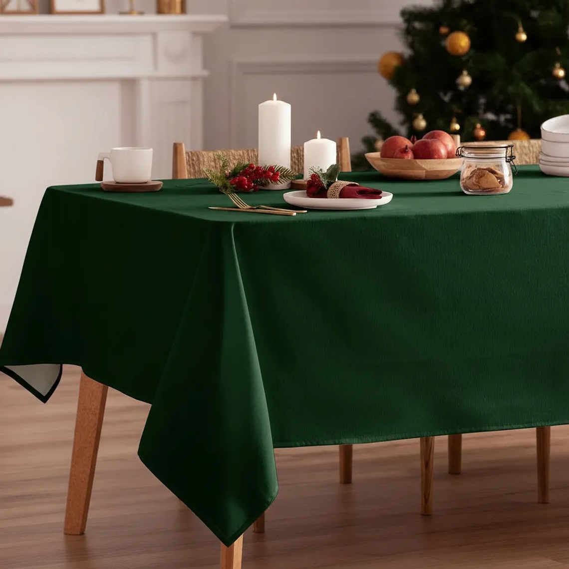 Pack de 5 Manteles Rectangular 210×145 Cm Bistrech Verde Oscuro 3