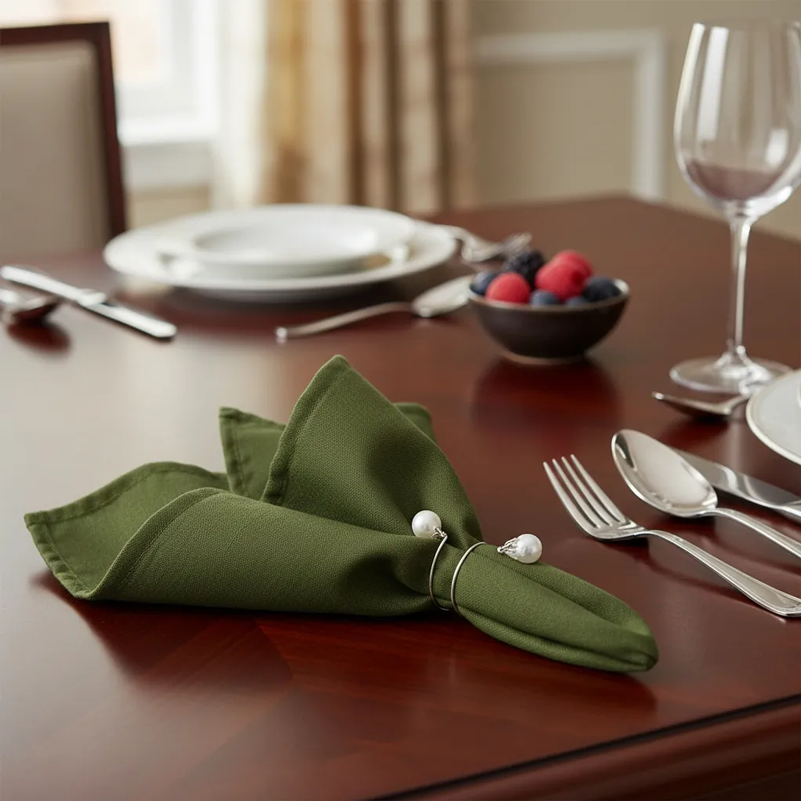 Pack de 4 Servilletas de Tela 30×30cm color Verde oliva 2