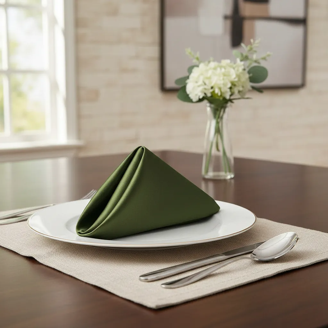 Pack de 4 Servilletas de Tela 30×30cm color Verde oliva 3