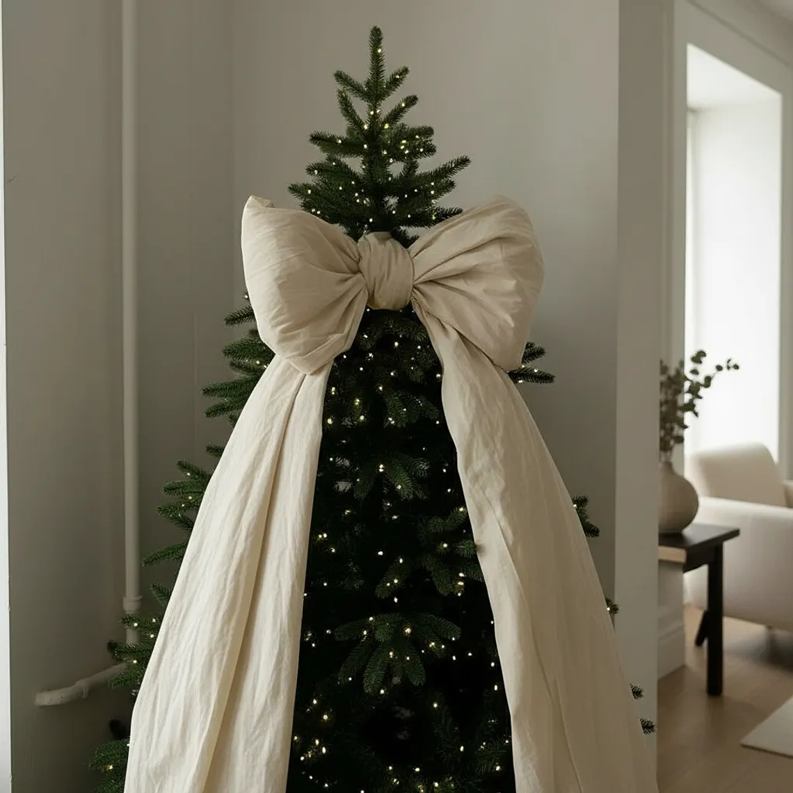 Lazo De Tela Gigante Clasico Decoracion Beige Tela Algodon Crea 1