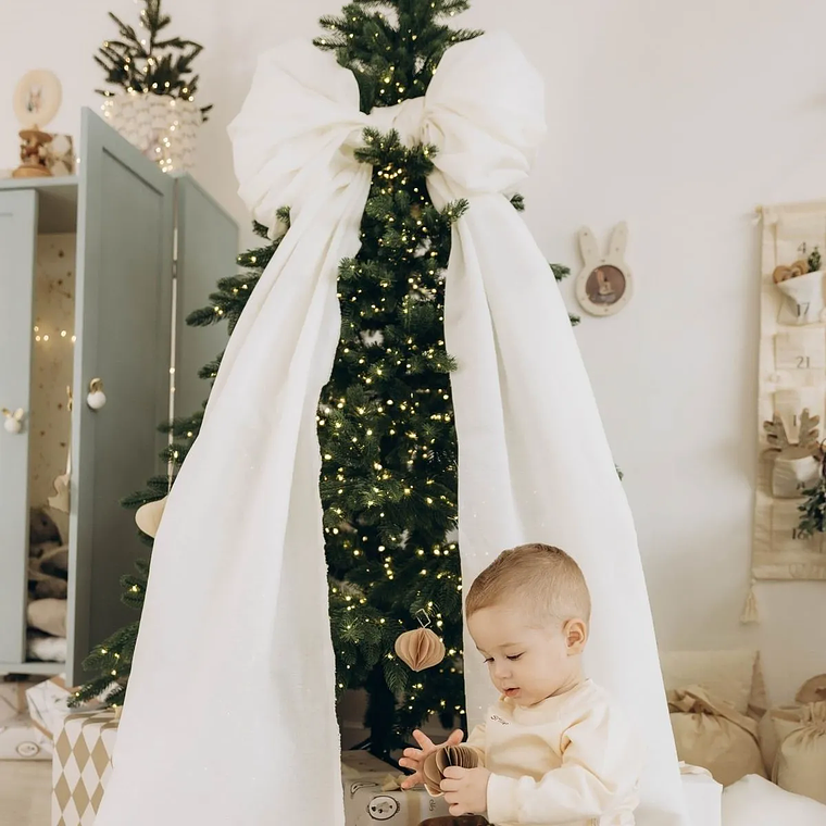 Lazo De Tela Gigante Clasico Decoracion Beige Tela Algodon Crea 2