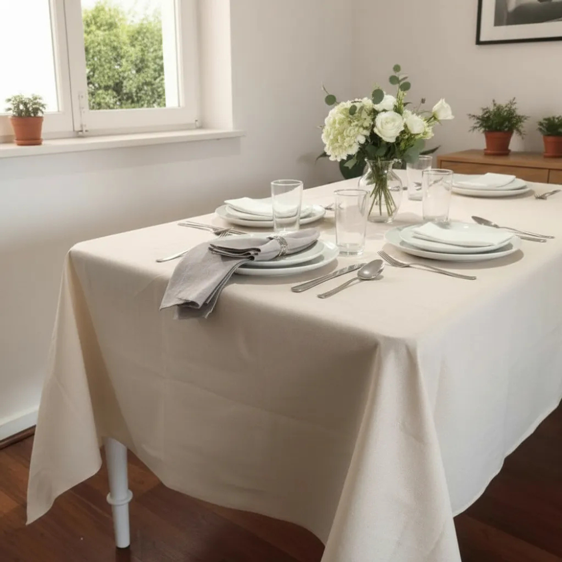 Pack de 5 Manteles Rectangular 220×160 cm Algodón Rustico Crea 1