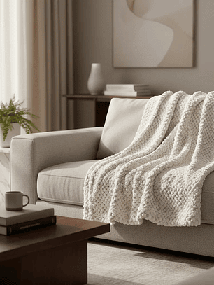 Manta Pop Corn Marfil 130x160 Cms Antialergica Ultra Suave