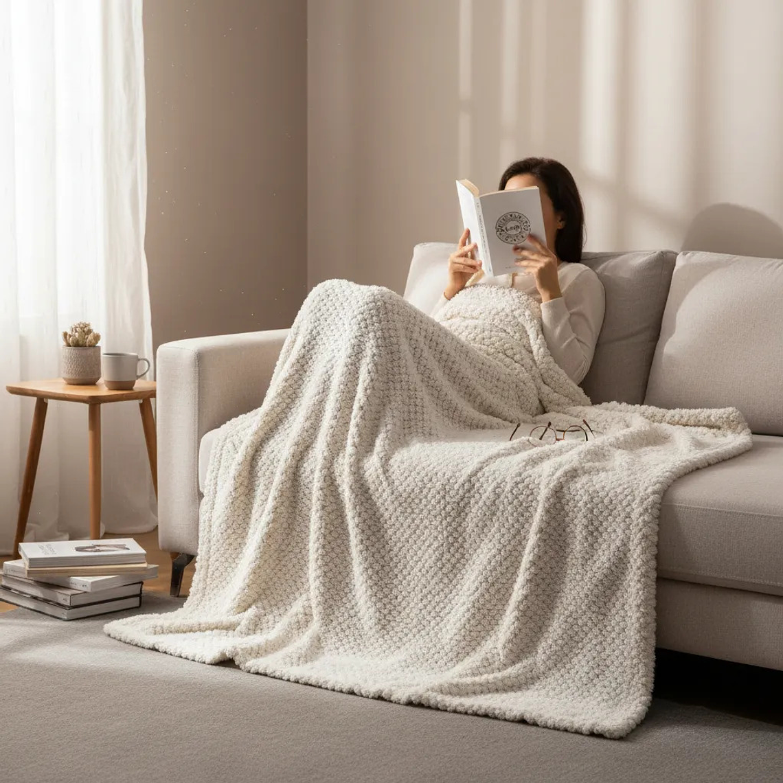 Manta Pop Corn Marfil 130x160 Cms Antialergica Ultra Suave 3