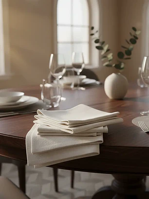 Pack de 4 Servilletas de Tela 30×30 cm Algodón Suave Marfil