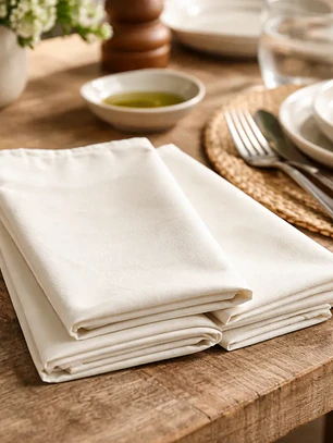 Pack de 4 Servilletas de Tela 30×30 cm Algodón Suave Marfil