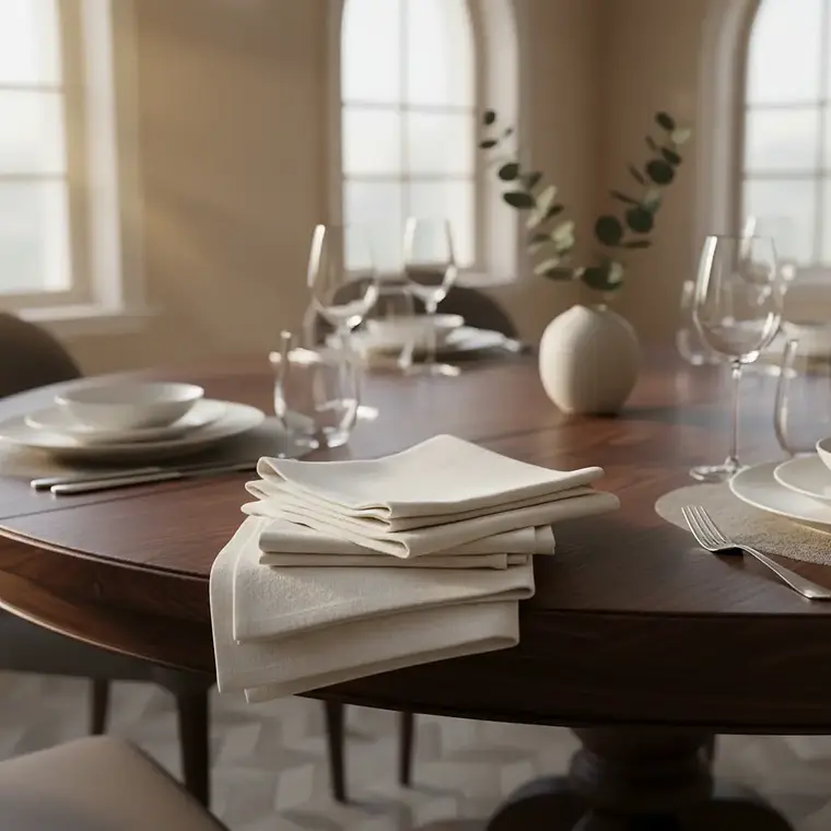 Pack de 20 Servilletas de Tela 30×30 cm Algodón Suave Marfil 2