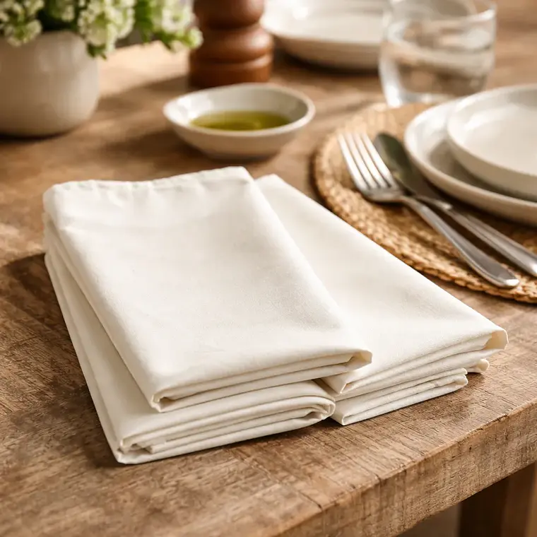 Pack de 20 Servilletas de Tela 30×30 cm Algodón Suave Marfil 1