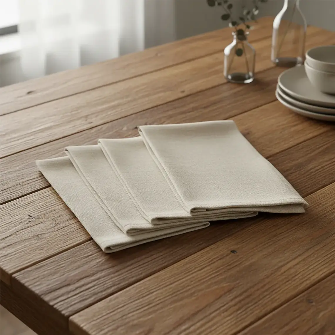 Pack de 20 Servilletas de Tela 30×30 cm Algodón Suave Marfil 4