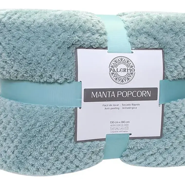 Manta Pop Corn Azul 130x160 Cms Antialergica Ultra Suave 3