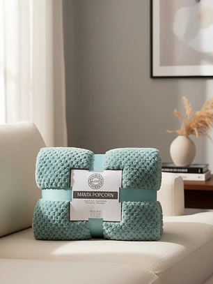 Manta Pop Corn Azul 130x160 Cms Antialergica Ultra Suave
