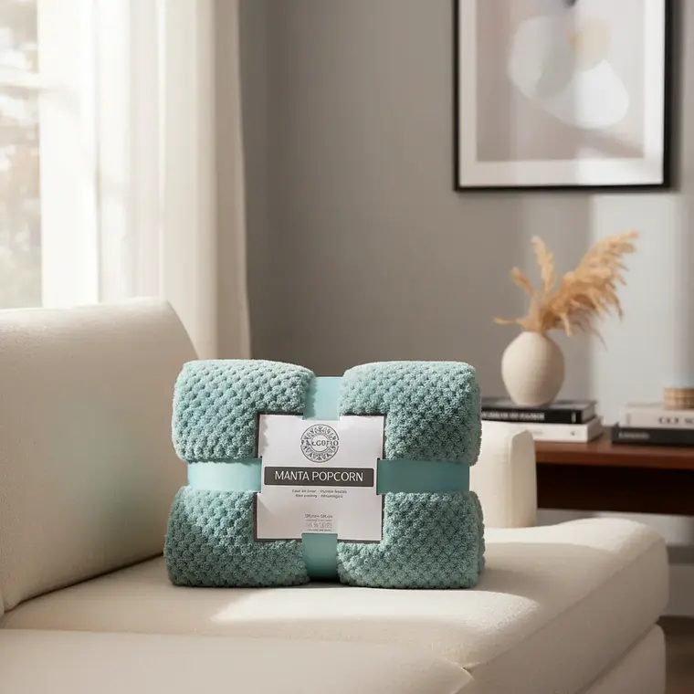 Manta Pop Corn Azul 130x160 Cms Antialergica Ultra Suave 2