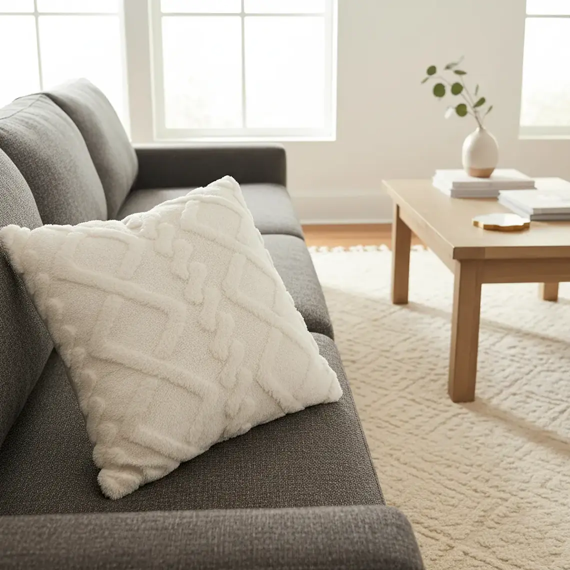 Funda de Cojín 45x45cm Con Relieve Rombo Suave Para Sofas 1
