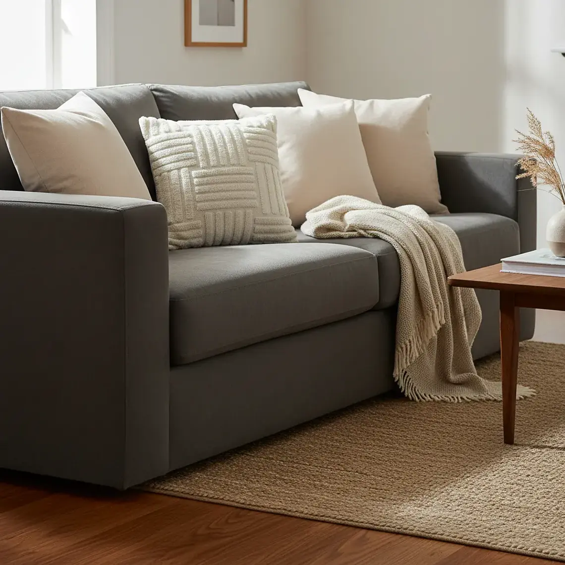 Cojín Con Relleno 45x45cm Con Relieve Geometrico Beige Suave Para Sofas 2