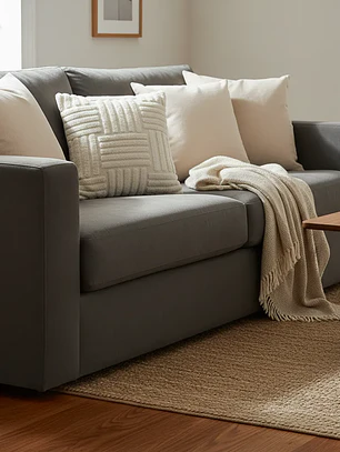 Cojín Con Relleno 45x45cm Con Relieve Geometrico Beige Suave Para Sofas