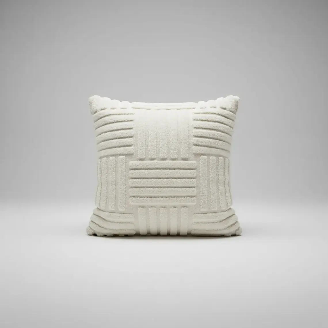 Funda de Cojín 45x45cm Con Relieve Geometrico Beige Suave Para Sofas 3