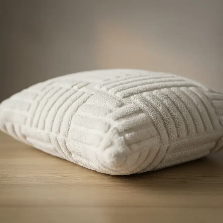 Funda de Cojín 45x45cm Con Relieve Geometrico Beige Suave Para Sofas 4
