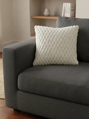Cojín Con Relleno 45x45cm Con Relieve Cuadriculado Beige Suave Para Sofas