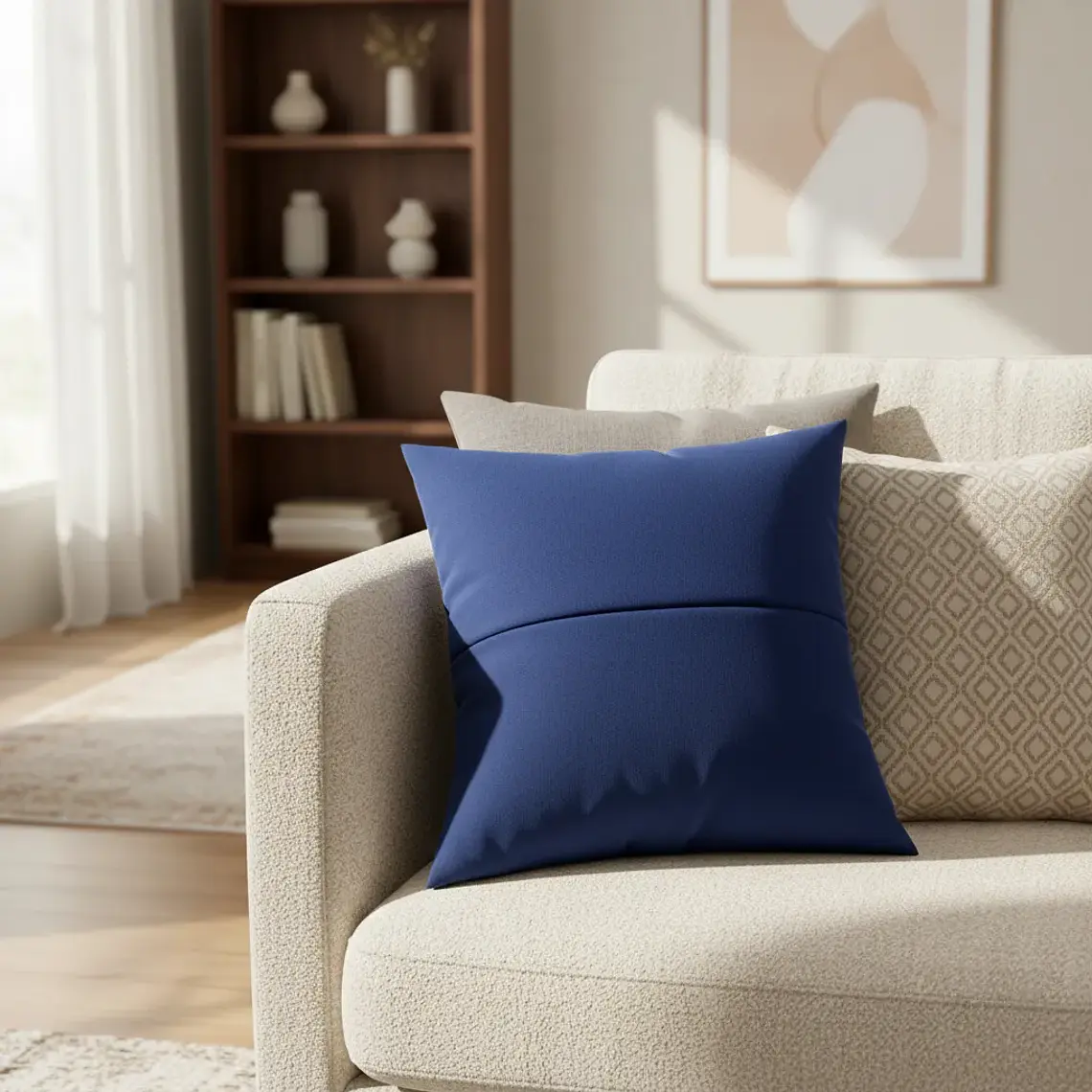 Cojín Con Relleno 45x45cm Azul Oscuro Intensos Para Sofas Y Cama 4