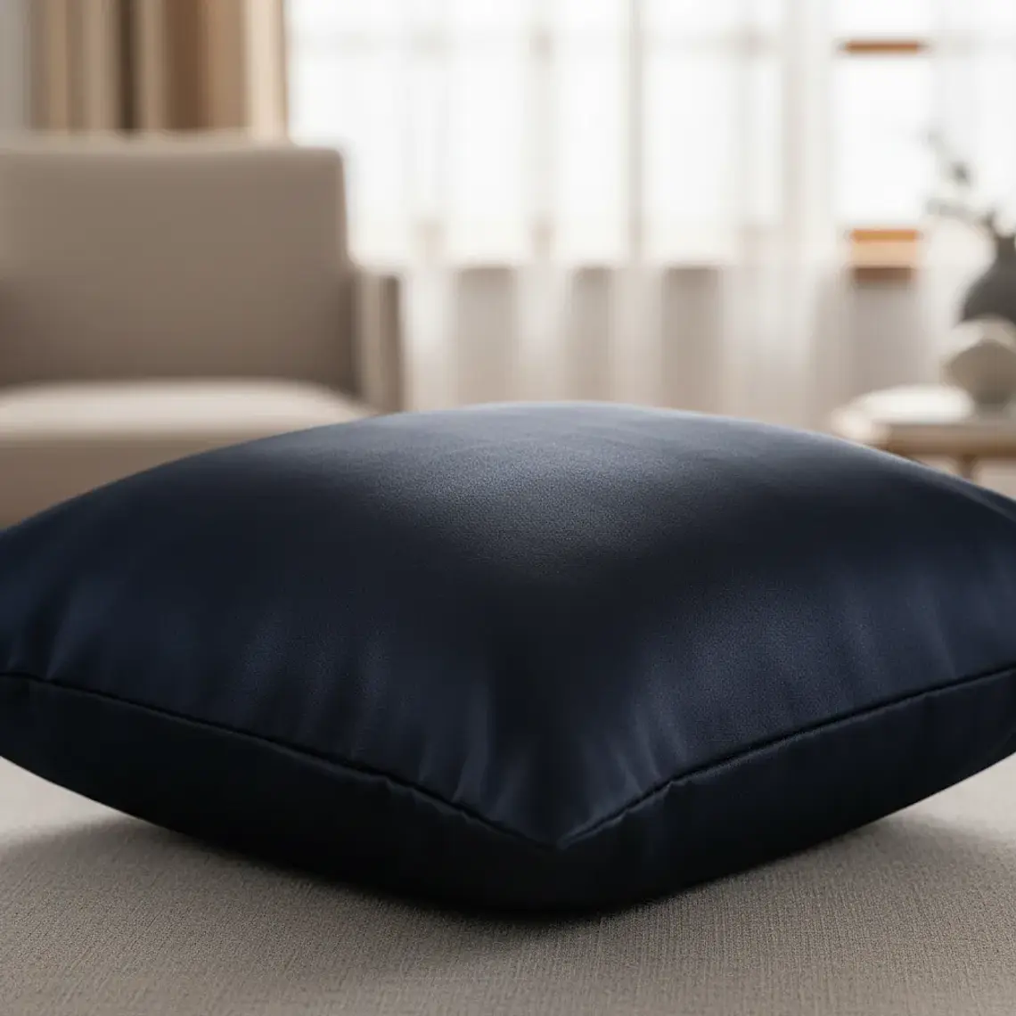 Funda De Cojín 45x45cm Negro Intenso Para Sofas Y Camas 1