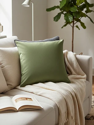 Funda De Cojín 45x45cm Verde Oliva Intenso Para Sofas Y Camas