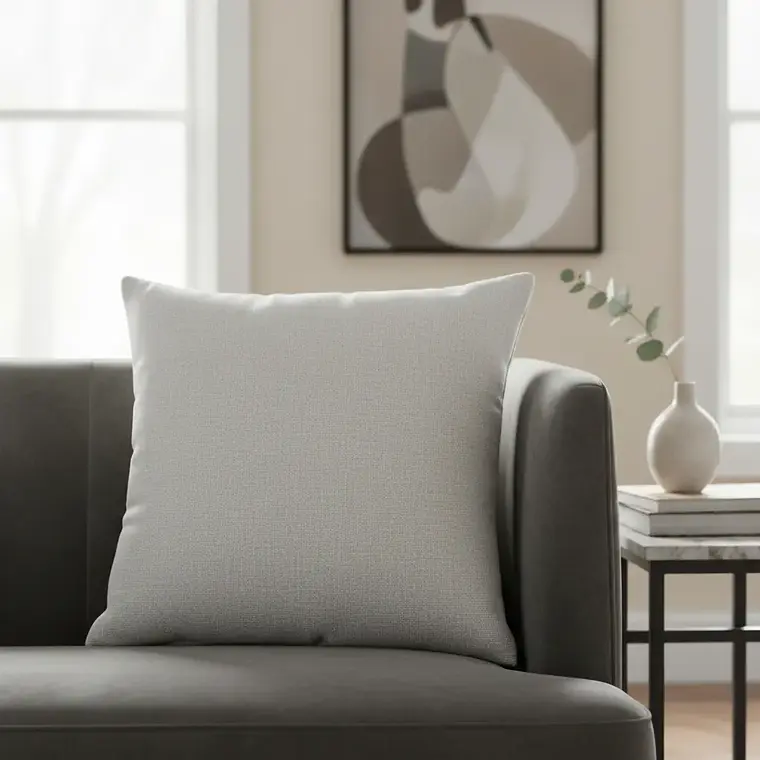 Funda De Cojín 45x45cm Lino Premium Gris Para Sofas Y Camas 1