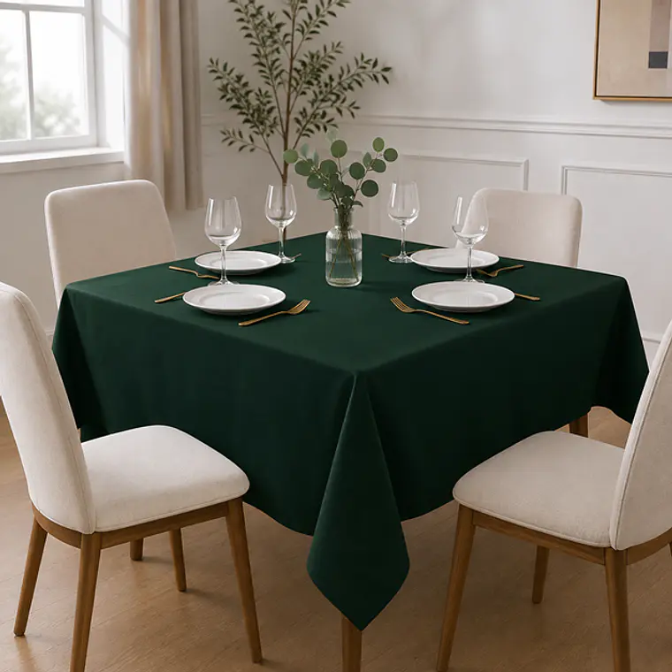 Mantel Cuadrado 145×145 Cm Bistrech Verde Oscuro 1