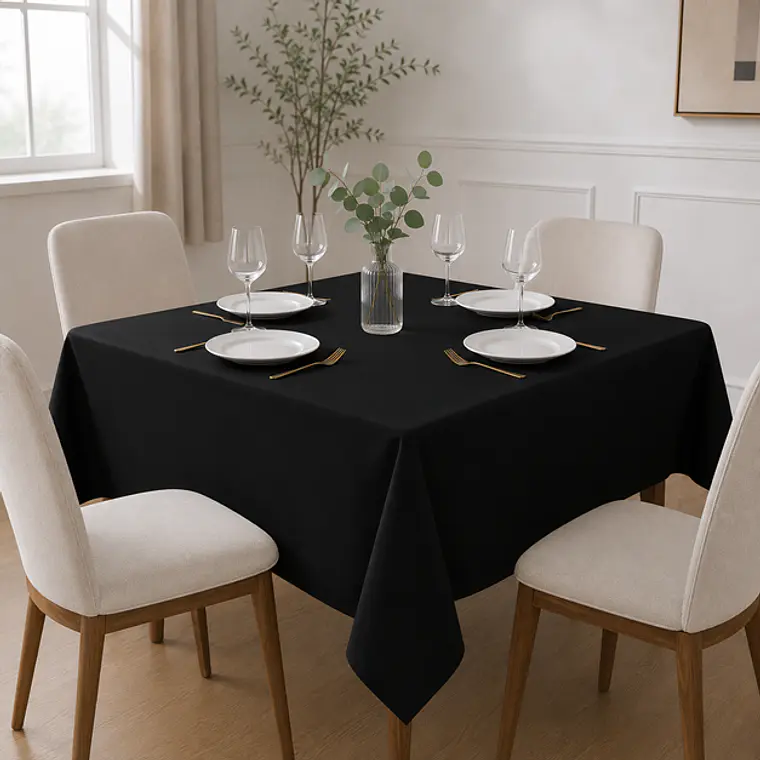Mantel Cuadrado 145×145 Cm Bistrech Negro 1