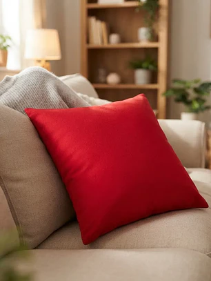 Cojín Con Relleno 45x45cm Rojo Intenso Para Sofas Y Cama