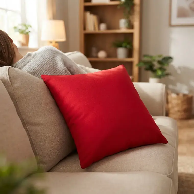 Cojín Con Relleno 45x45cm Rojo Intenso Para Sofas Y Cama 1