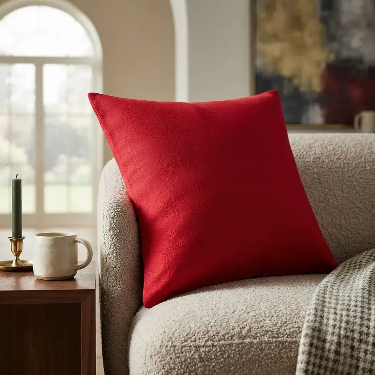 Cojín Con Relleno 45x45cm Rojo Intenso Para Sofas Y Cama 2
