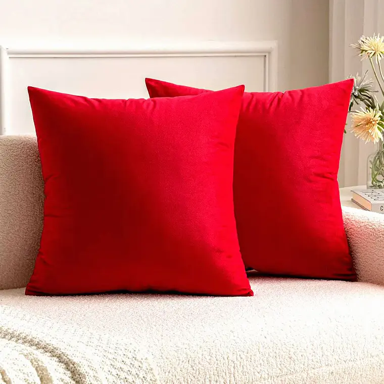 Cojín Con Relleno 45x45cm Rojo Intenso Para Sofas Y Cama 3