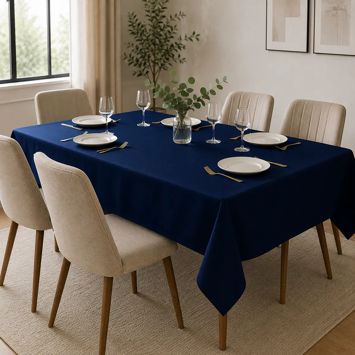 Mantel Rectangular 210×145 Cm Bistrech Azul  1