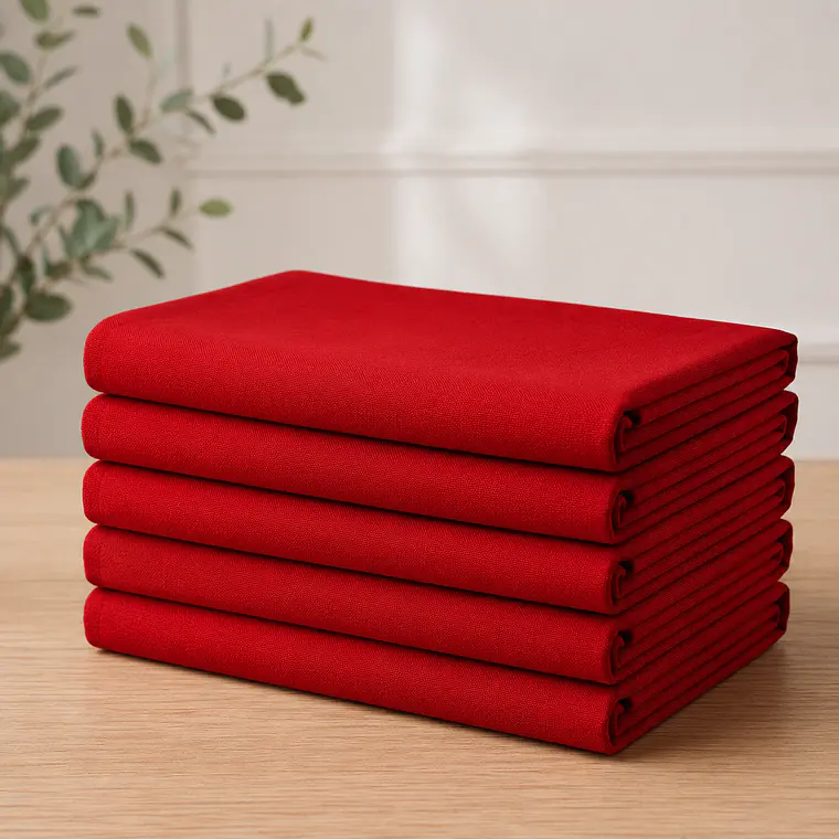 Pack de 5 Manteles Rectangular 210×145 Cm Bistrech Rojo Intenso 1