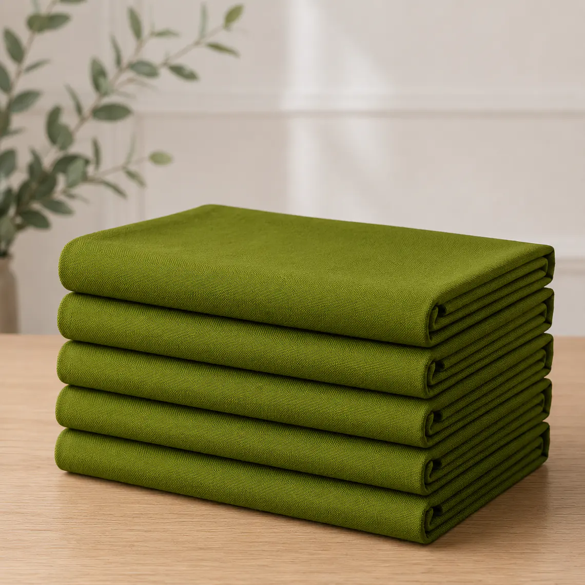 Pack de 5 Manteles Rectangular 210×145 Cm Bistrech Verde Oliva 1