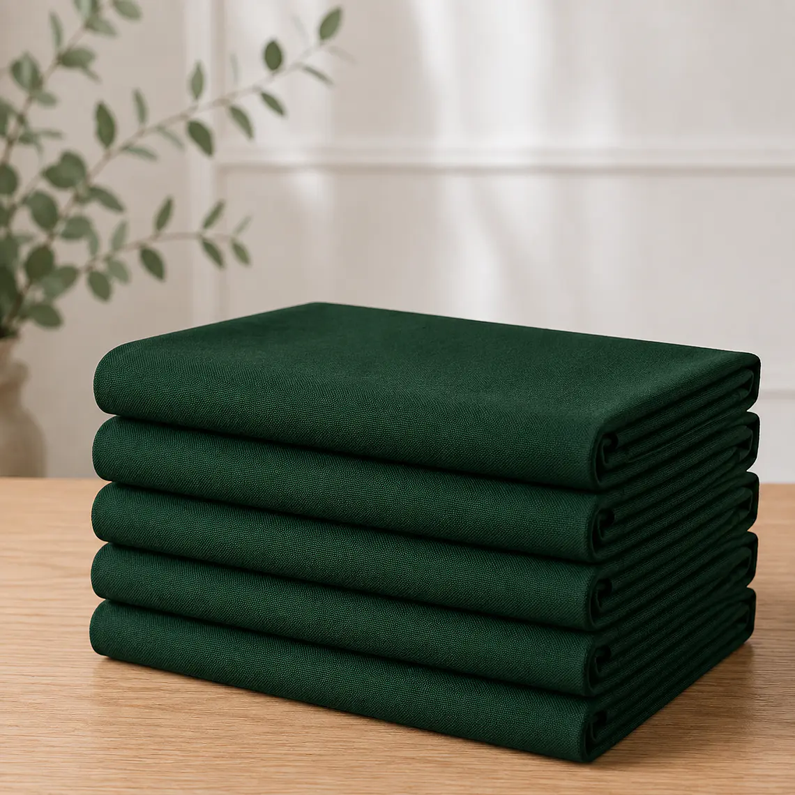 Pack de 5 Manteles Rectangular 210×145 Cm Bistrech Verde Oscuro 1