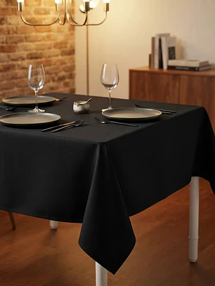 Mantel Negro Cuadrado Algodon Gabardina Premium 145 X 145 Cm