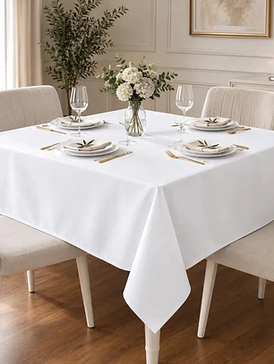 Mantel Blanco Cuadrado Algodon Gabardina Premium 145 X 145 Cm