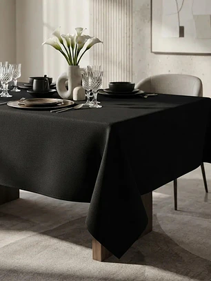 Mantel Negro Rectangular Algodon Gabardina Premium 240 X 145 Cm