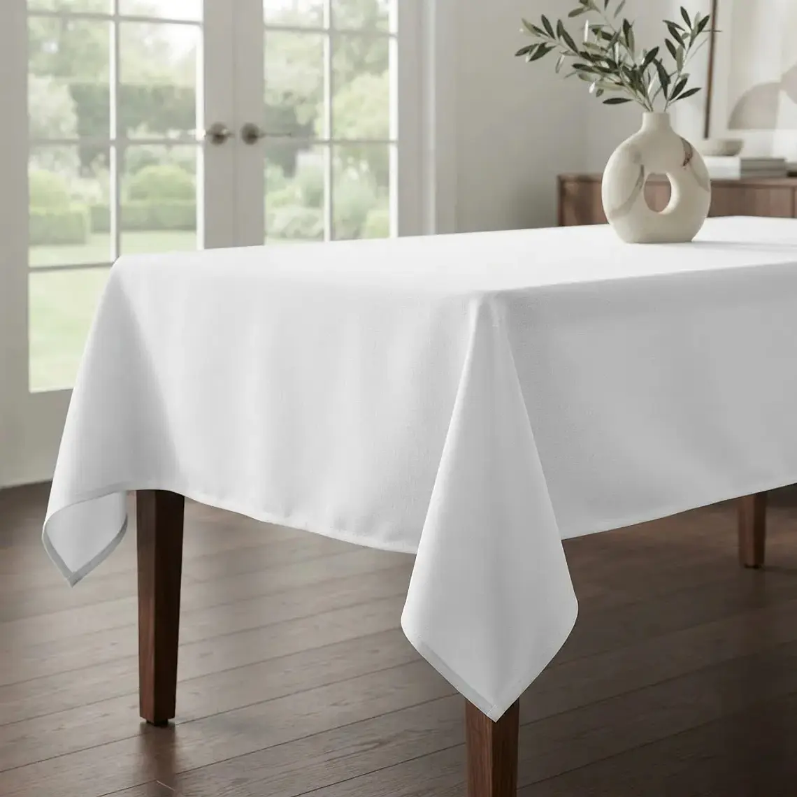 Mantel Blanco Rectangular Algodon Gabardina Premium 240 X 145 Cm 1