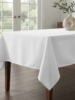 Mantel Blanco Rectangular Algodon Gabardina Premium 240 X 145 Cm