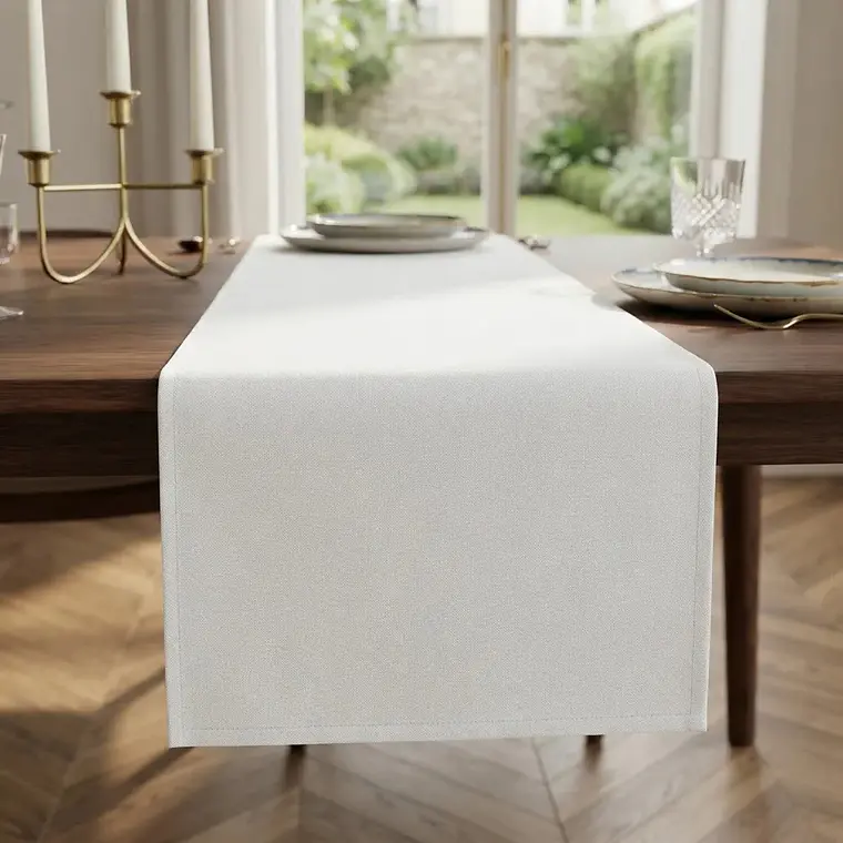 Camino De Mesa Blanco Algodon Gabardina Premium 30 X 145 Cm 1