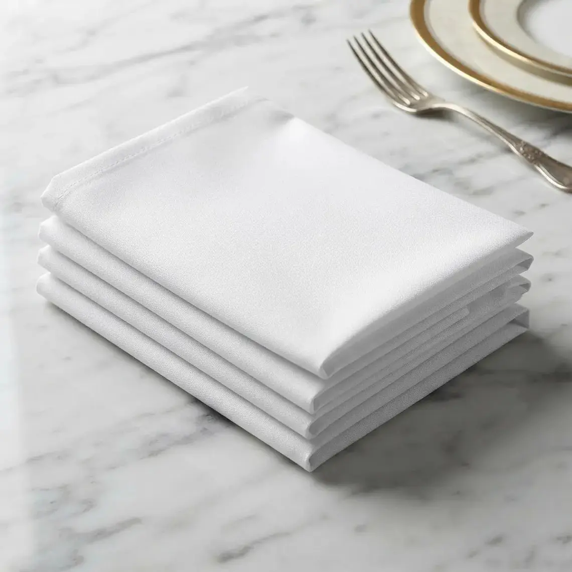 Pack 4 Servilletas De Tela Blanco Algodon Gabardina Premium 45x45cm 1