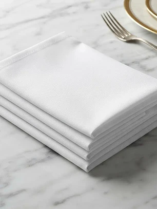 Pack 4 Servilletas De Tela Blanco Algodon Gabardina Premium 45x45cm