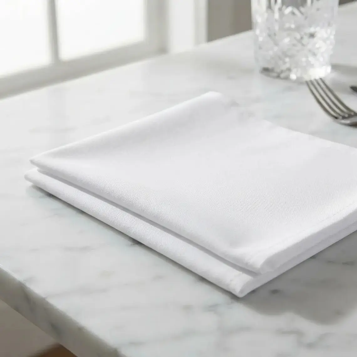 Pack 2 Servilletas De Tela Blanco Algodon Gabardina Premium 45x45cm 1