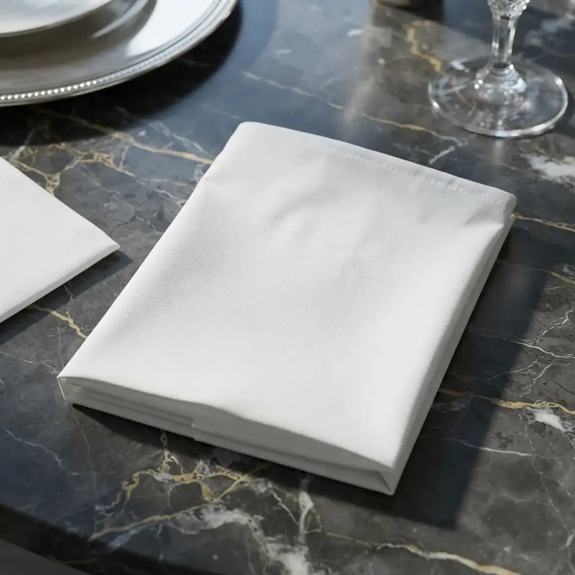 Pack 2 Servilletas De Tela Blanco Algodon Gabardina Premium 45x45cm 3
