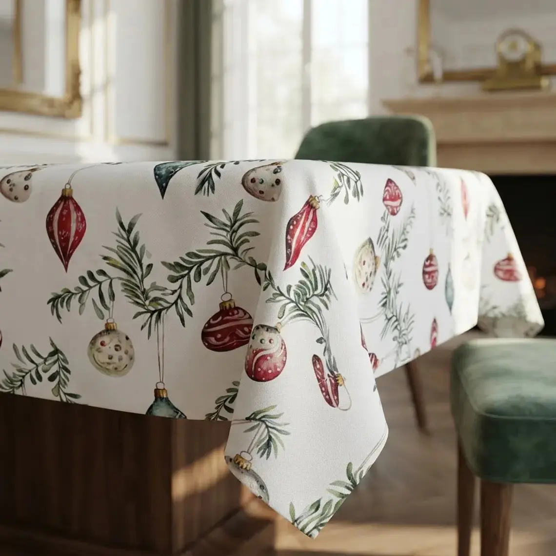 Mantel Navidad Colgantes Repelente Al Agua Rectangular 235×155 Cm 3