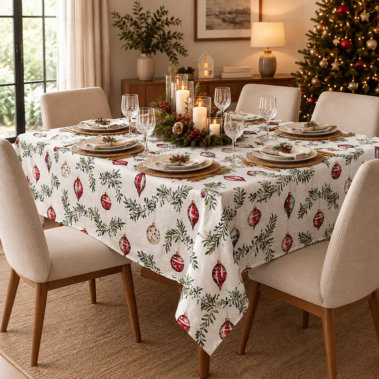 Mantel Navidad Colgantes Repelente Al Agua Rectangular 235×155 Cm 1