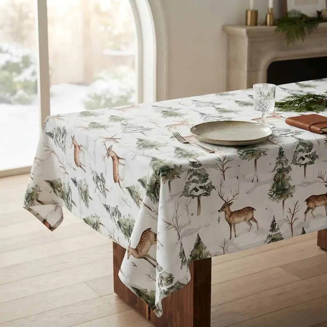 Mantel Navidad Reno Repelente Al Agua Rectangular 235×155 Cm 2